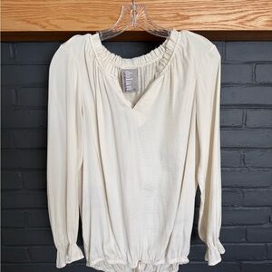 dolan Cream Long-Sleeve Peasant Blouse